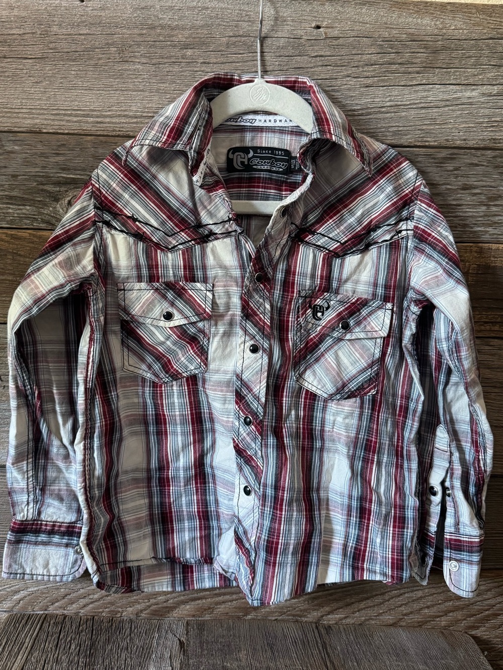 Kids XS Cowboy Hardwear Red Plaid Western Shirt